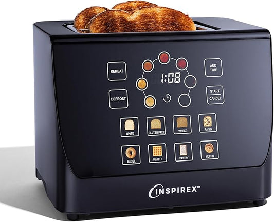 Inspirex Two Slice Touchscreen Lever Toaster, Black