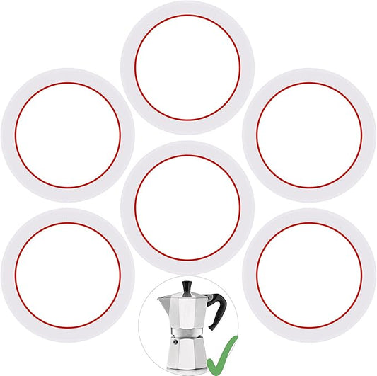 [UPGRADED] Sealing Gasket for Bialetti Moka Express 3 Cups Iconic Stovetop Espresso Maker - 6 PCS Replacement Food Grade Silicone Seal Ring for Aluminum Stovetop Coffee Maker Pots