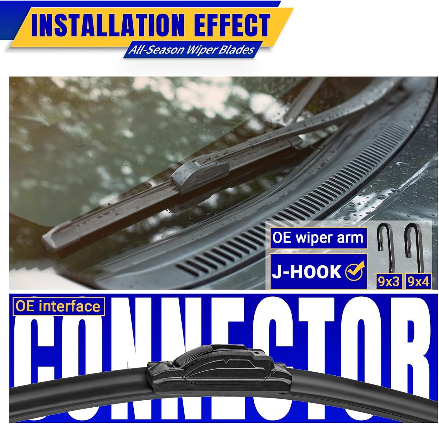 3 wipers Replacement for 2018-2023 Chevy Chevrolet Traverse, Windshield Wiper Blades Original Equipment Replacement - 24"/20"/10" (Set of 3) U/J HOOK