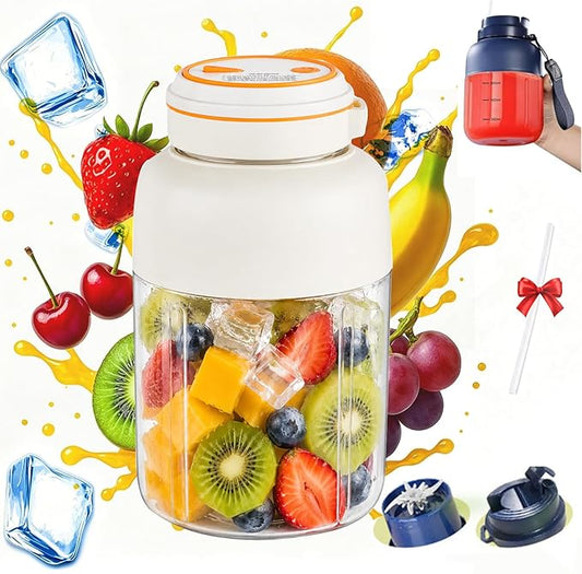Portable Wireless Juicer Cup, 44oz Personal Blender for Shakes and Smoothies, USB-C Rechargeable Cordless Travel Blender with Leakproof Drinking Lid, BPA-Free Cup for Gym Office Outdoor (White-28 Oz)