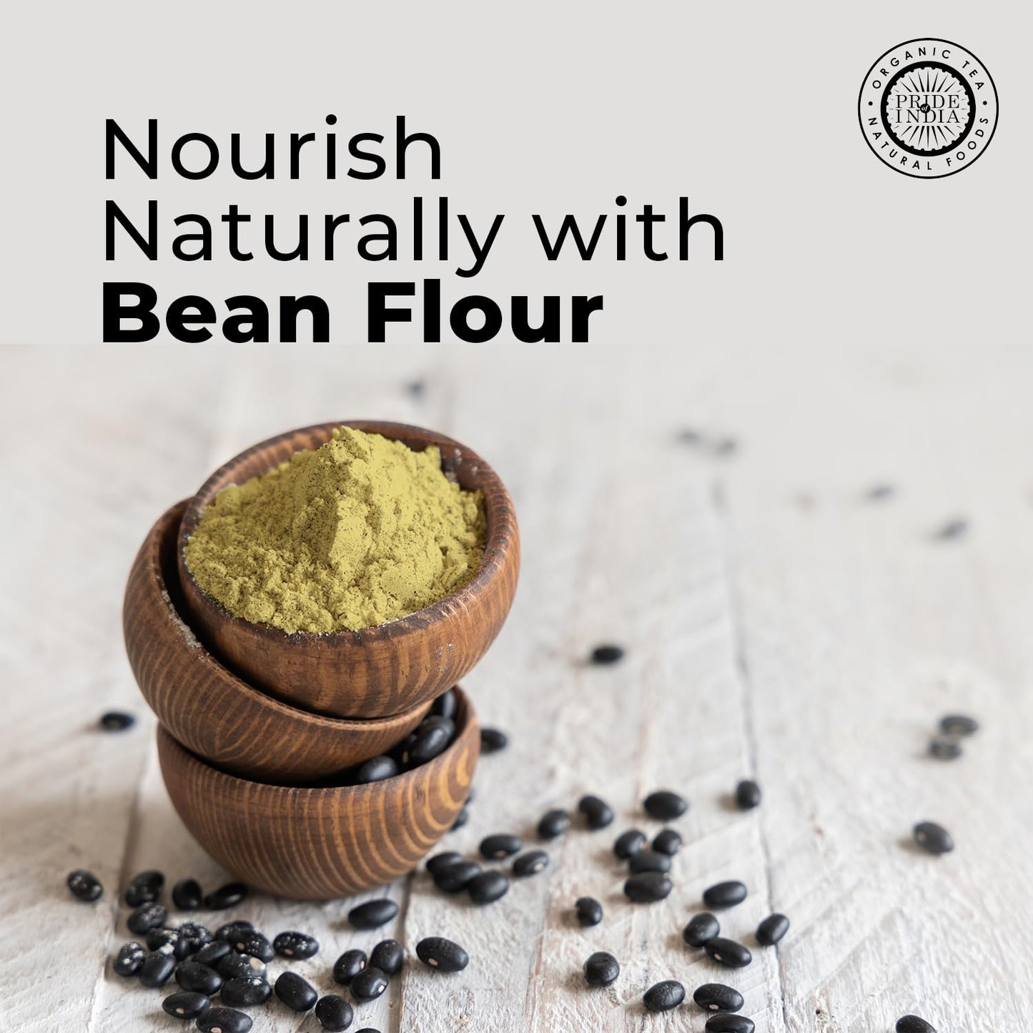 Pride of India- Black Bean Flour 1 lbs (454 gm) Rich Earthy Taste Freshly Milled in Small Batches | Ideal for Cakes Gravies Noodles Smoothies Custard | Vegan, Gluten-Free