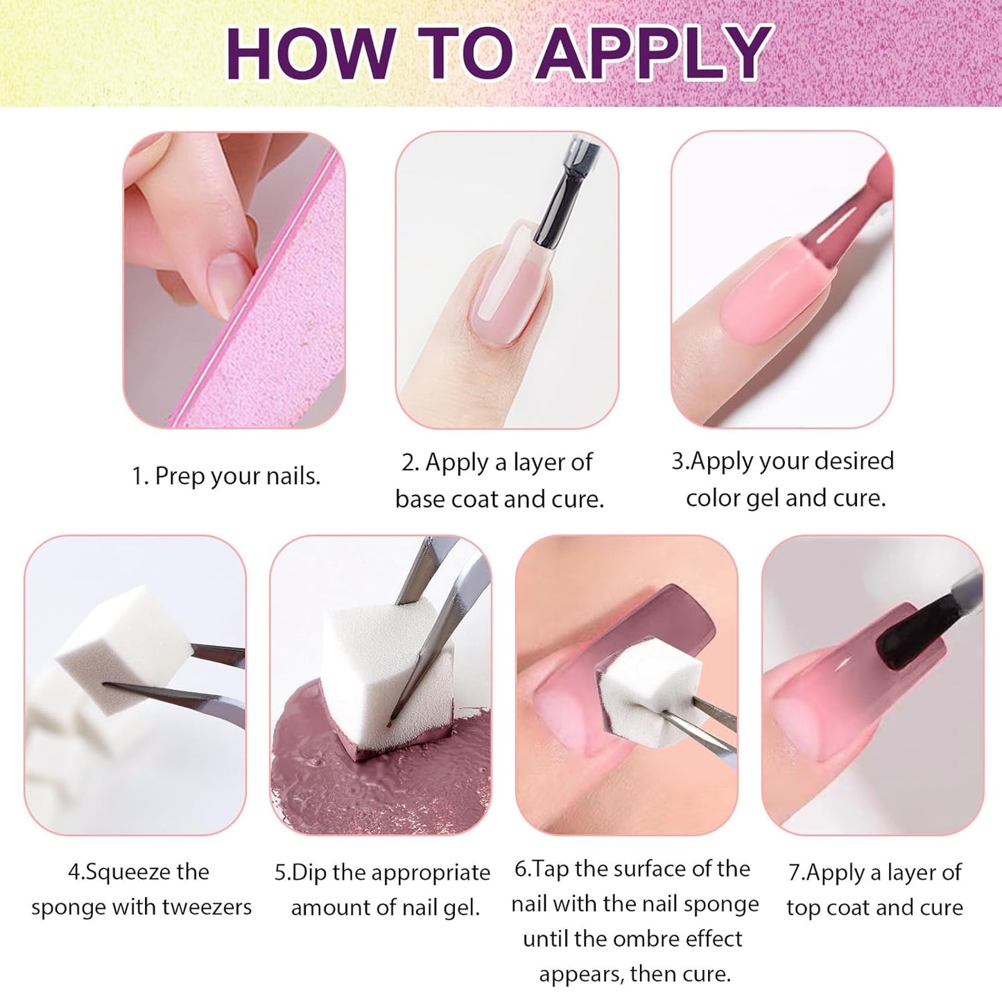 Gradient Painting Gel, 12 Colors Ombre Gel Nail Polish for Pigmented Pat Painting Gel French Manicure No-wipe Soak of UV DIY Art Home Salon Palette Chiffon Hues