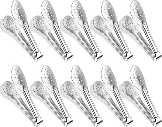 10PCS Serving Tongs, Small Kitchen Tongs,XEVOM Stainless Steel small Appetizer Tongs Mini Sugar Ice (5 Inch)
