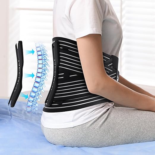 NEENCA Back Brace for Lower Back Pain Relief - Ergonomic Lumbar Support with Removable Steel Stays, Breathable Back Support Brace for Posture Correction, Sciatica, Herniated Disc, Scoliosis, Office Work, Lifting, Exercise (Black, Medium)