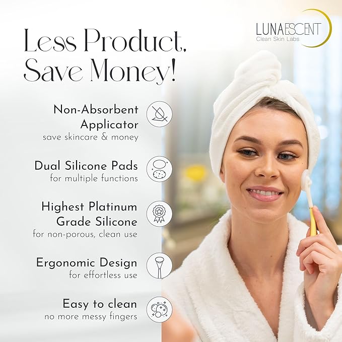 Serum Applicator for Face Sun Yellow Reusable Skincare Applicator Serums, Oils, Medicated Ointments, Sunscreen, Makeup, Face Cream Applicator, Cooling & Warming Face Massager Tool by LUNAESCENT