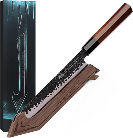 FINDKING Walnut Knife Edge Guard, Wooden Magnetic Knife Sleeve for Counter, Drawer, Knife Bag, Light, Portable Blade Sheath Cover, Suitable for 7" Japanese Kitchen Knife (Knife Not Included)