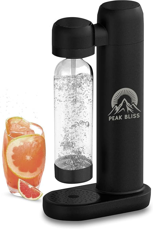 Original Soda Maker (Matte Black): Carbonate Drink (1L PET Bottle Included), Create Sparkling, Seltzer & Fizzy Water, Compatible with Any Screw-In 60L CO2 Carbonator (Not Included)