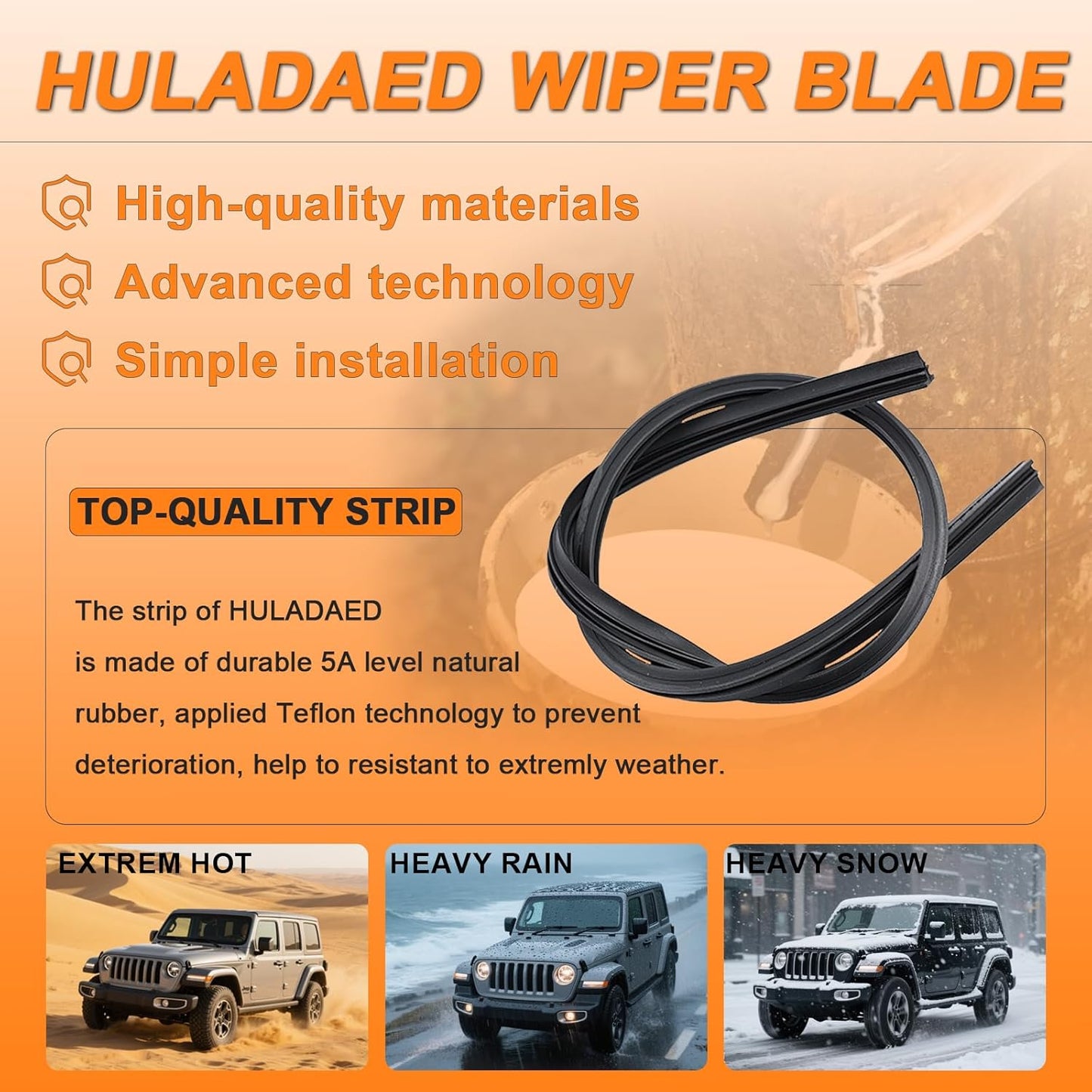 HULADAED® 26'' 19'' 11'' Windshield Wipers Replacement for Toyota Prius V 2017-2012,Silicone Front Rear Wiper blades for MY Car-All Weather & Quiet(3 PACK)