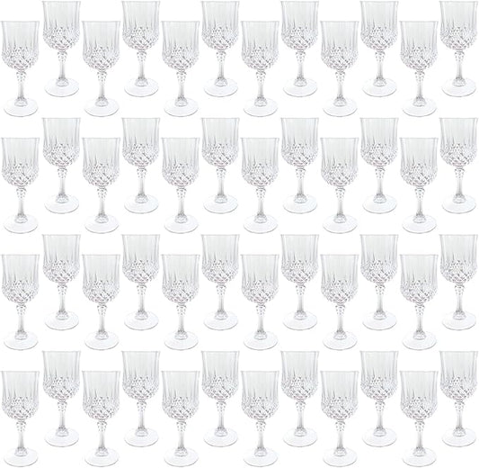 Plastic Wine Glasses, Plastic Goblets Vintage Style Cordial Unbreakable Drinking Glasses, Reusable Drinkware for Wedding Reception, Grand Event Party Supplies,Mother's Day(48, Transparent)