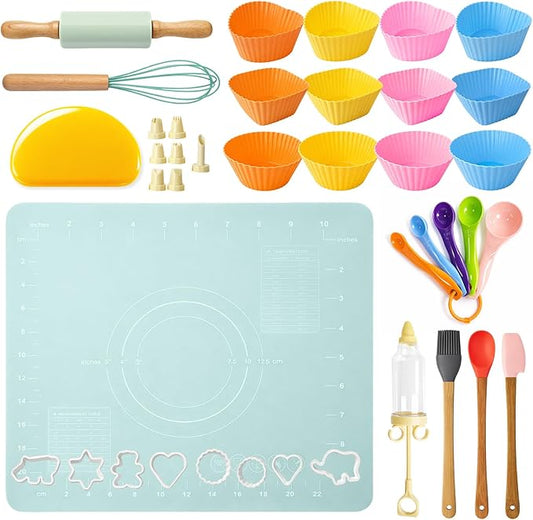 36PCS Kids Baking Set, Baking Kits for Kids with Food-Grade Silicone, Safe Kids Baking Kit for Toddlers, Ideal Gift for Parent-Child Baking Birthday Christmas