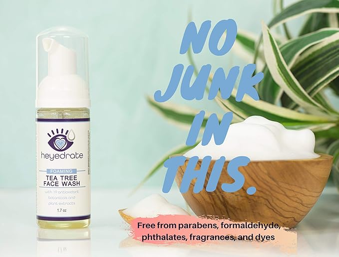 Foaming Tea Tree Face Wash and Eyelid Cleanser for Women - Made With Organic Ingredients & Aloe Vera, 3 Pack - 1.7 Ounces