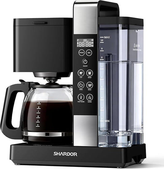 SHARDOR 10-Cup Coffee Maker, Programmable Drip Coffee Machine with 2–10 Cup Setting, Adjustable Keep-Warm Control, Removable 50oz Water Tank, Brew Strength Control & Brew Pause, Black