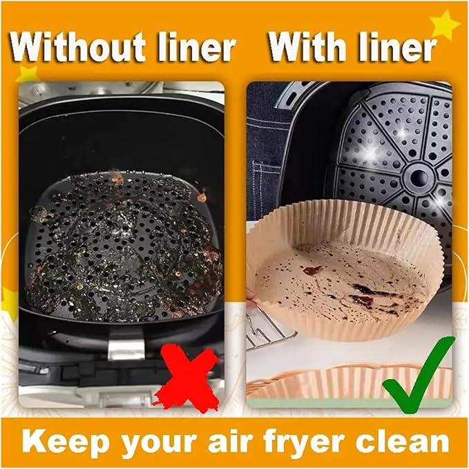 Large Air Fryer Disposable Paper Liners Nonstick 23cm Oven Airfryer Parchment Baking Paper ，Compatible For Ninja，Compatible For COSORI ，Grill Cooking Basket(23cm round,50PC)
