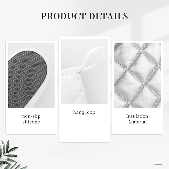 Green Eucalyptus Oven Mitts and Pot Holders Set, 4pcs Silicone Watercolor Plant Leaves with Floral Oven Glove for Kitchen Heat Resistant Oven Mitts and Potholders Non-Slip for Cooking