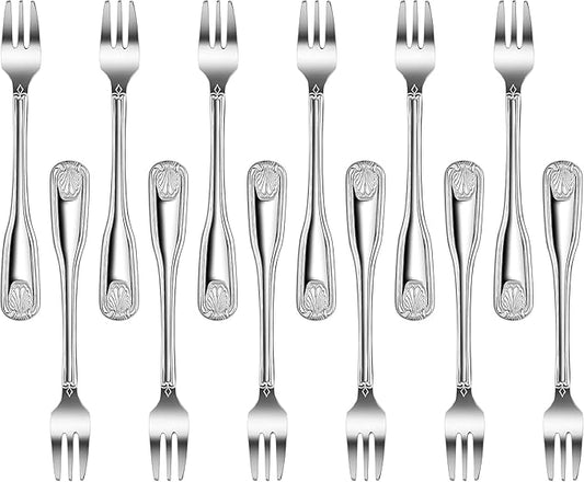 New Star Foodservice 58321 Shell Pattern, 18/0 Stainless Steel, Oyster Fork, 6-Inch, Set of 12