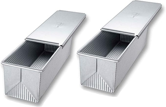 USA Pan Pullman Loaf Pan with Cover, Large w Set of 2
