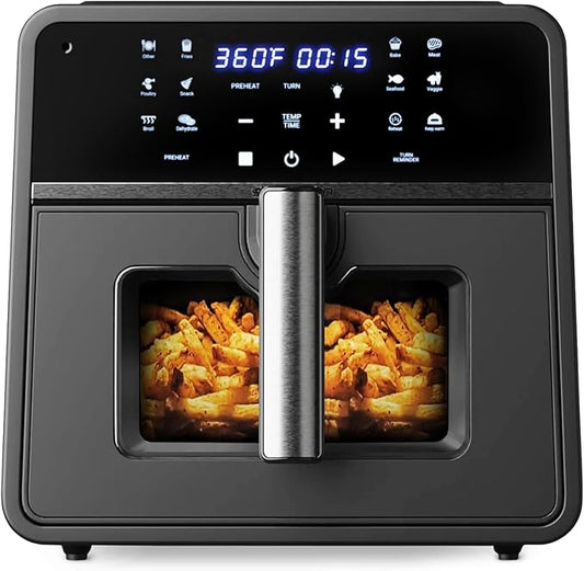 Emerson SmartVoice 10QT 6-in-1 Air Fryer, 1000+ Voice Control Commands, 100+ Recognized Food, No APP, No WIFI, No Setup, Nonstick Basket, Air Fry, Bake, Reheat, Dehydrate, 1700W