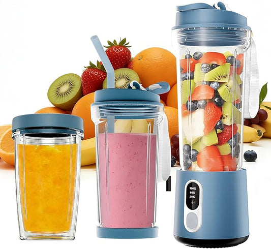 Mini Portable Blender Personal Juicer - 500ML Small Blender for Shakes and Smoothies, 300 Watt Mini Smoothie Food Maker Type-C Rechargeable Portable Smoothie Blenders for Outdoor and Indoor Sport