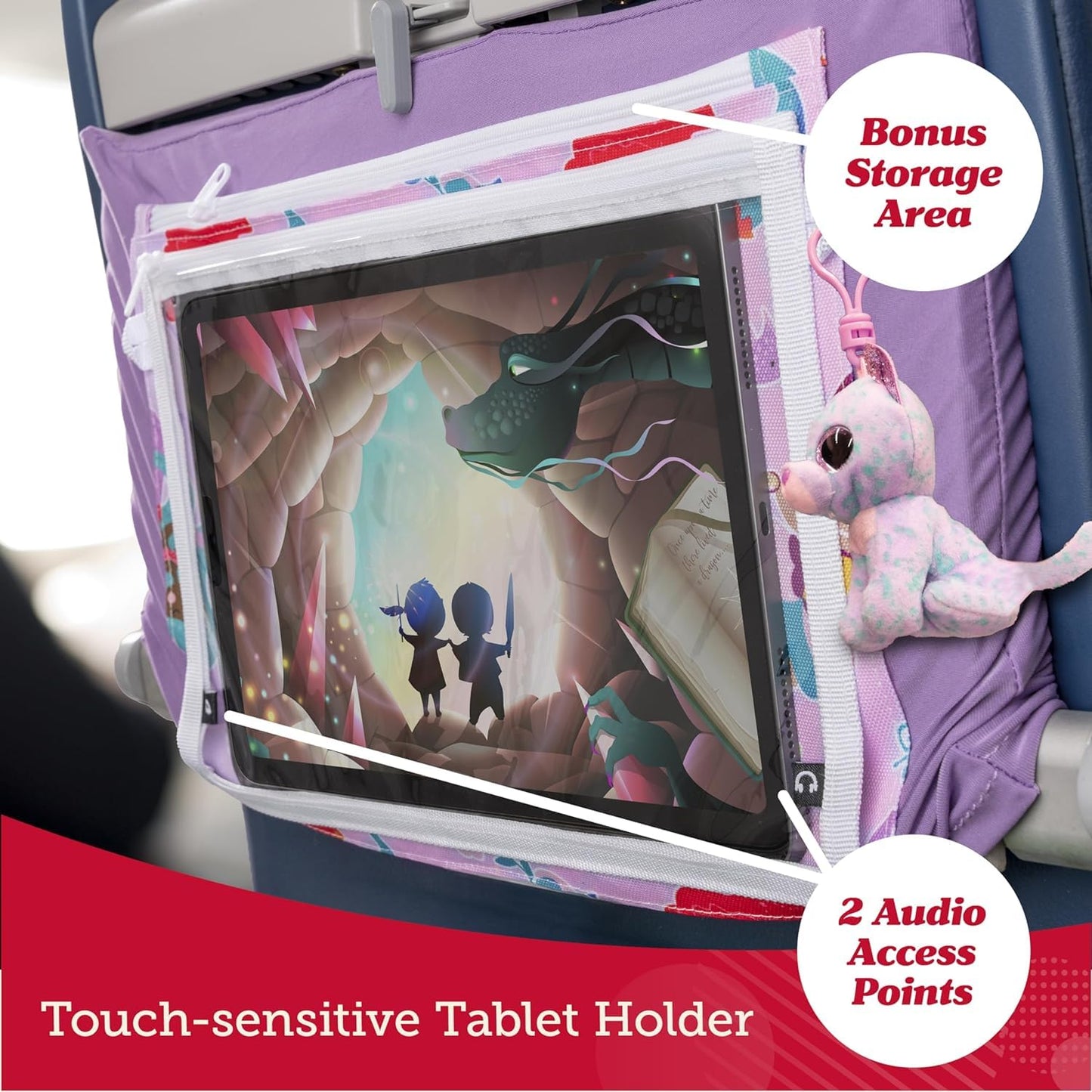 Lusso Gear Kids Airplane Tray Table Cover with Pockets – Travel Tray Essentials for Toddlers on Plane or Train - Travel Toys & Airplane Travel Essentials - Flying Accessories Toddlers (Dinosaurs)