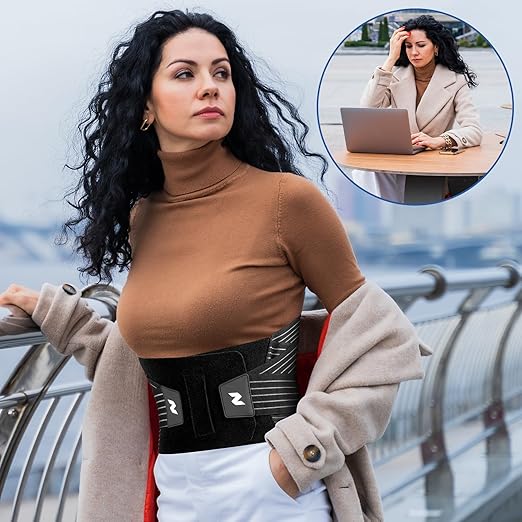 NEENCA Back Brace for Lower Back Pain Relief - Ergonomic Lumbar Support with Removable Steel Stays, Breathable Back Support Brace for Posture Correction, Sciatica, Herniated Disc, Scoliosis, Office Work, Lifting, Exercise (Black, Medium)