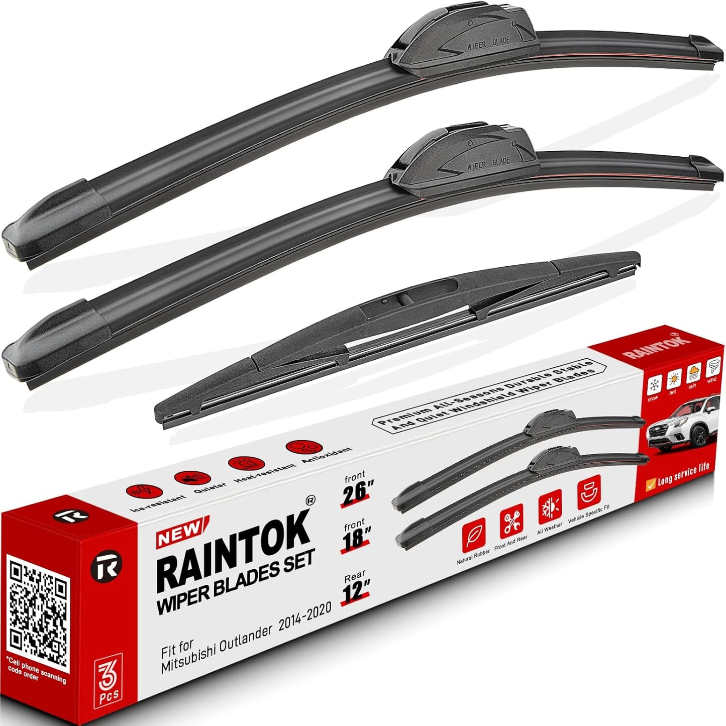 Windshield Wiper Blades Replacement for Mitsubishi Outlander Sport 2011-2022 Original Factory Quality Front Rear Wipers Blade Set for My Car - 24" 21" 10" (Pack of 3)