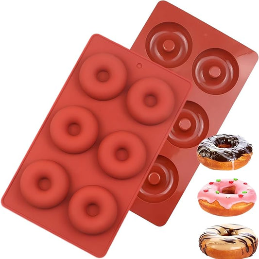 2pcs Silicone Donut Molds, Non-stick Donut Pan Resuable Silicone Baking Pans for Doughnut (Dia.-2.6in)