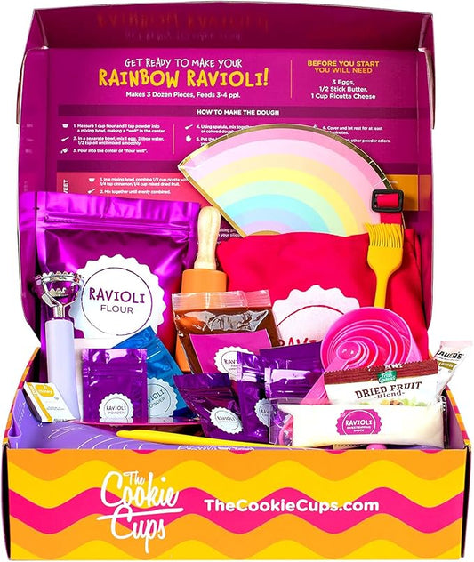 Cookie Cups The Rainbow Ravioli Making Kit, Kids Baking Set for Fun & Realistic Pasta Making, At-Home Ravioli Maker with Complete Supplies, Kids Baking Sets for Girls & Boys Aged 3 Years and Up
