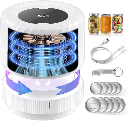VP06+ Mason Jar Vacuum Sealer, Electric Vacuum Sealer for Jars with Wide and Regular Mouth Mason Lids, Cordless Handheld Jar Vaccum Sealer for Food Storage, Ideal Present for Mom, Wife, White