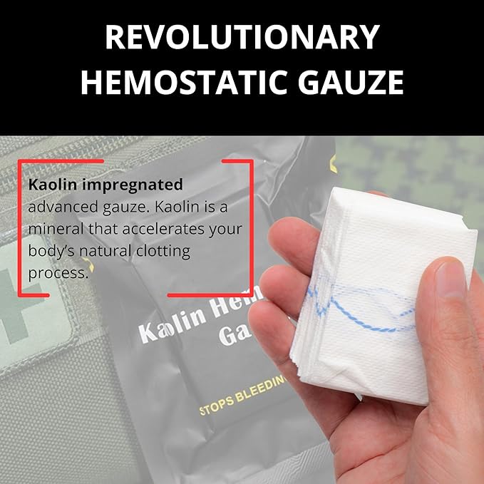 First Aid Advanced Quick Clotting Combat Gauze - Flexible Hemostatic - Stop The Bleed kit Faster Wound Packing Gauze with Quick Clotting Medical - Survival Kit Supplies - 3" x 12.5'