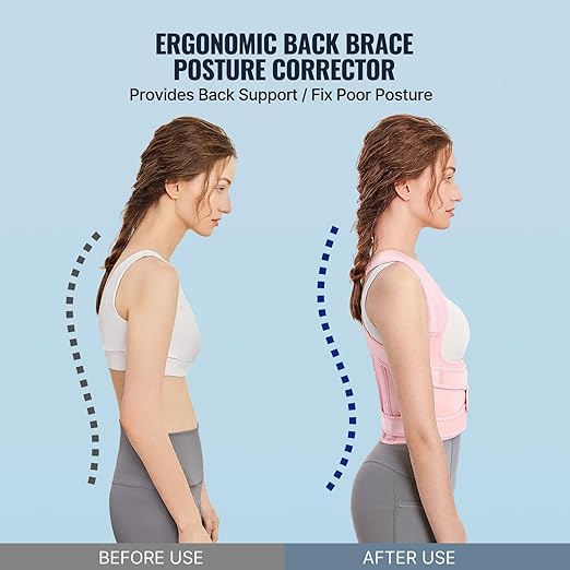 Fit Geno Back Brace Posture Corrector for Women: Shoulder Straightener Adjustable Full Back Support Upper and Lower Back Pain Relief - Scoliosis Hunchback Hump Thoracic Spine Corrector Small