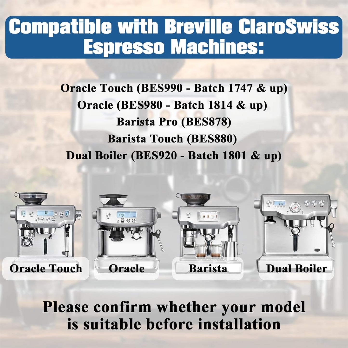 8 Pack Replacement Water Filter for Breville Espresso Machine Barista Touch Bes880, Barista Pro BES878, Oracle Touch BES990, Oracle BES980, Dual Boiler BES920 Bambino ClaroSwiss Sage by Funmit