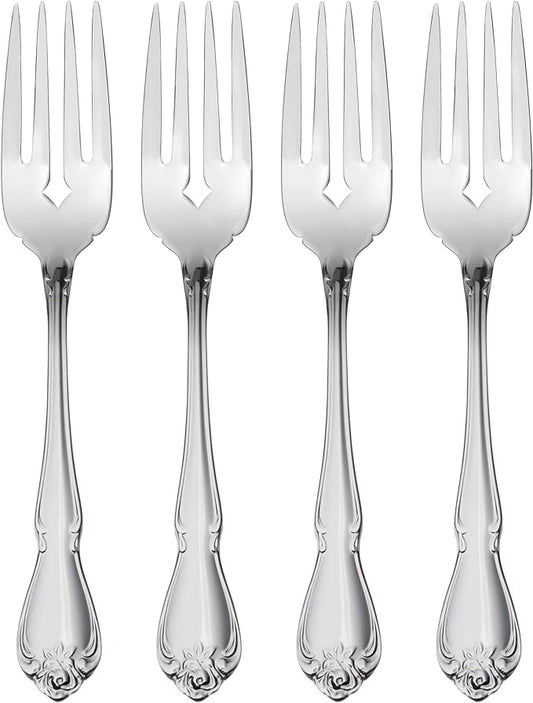 Oneida Silverware Set, True Rose Everyday Salad Forks 4-Piece Flatware Set, Service For 4, 18/0 Stainless Steel, Mirror Finish, Dishwasher Safe, Home & Kitchen Utensils, Salad Fork (Silver, 4 Pieces)