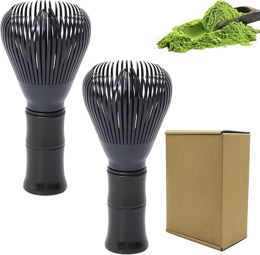 Resin Matcha Whisk Traditional Japanese Chasen Matcha Tea Whisk Gifts for Tea Lovers Reusable Plastic Matcha Whisk for Authentic Tea Preparation (Black+Black)