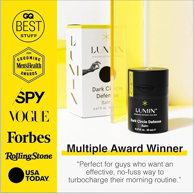 Lumin 4 Piece Men Skincare Set with Charcoal Face Wash, Deep Scrub, Daily Moisturizer & Dark Circle Defense Balm, Helps Detoxing & Hydrating, for All Skin Types