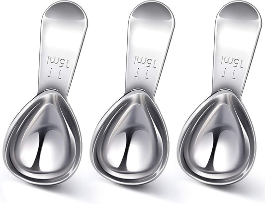 Patelai 3 Pieces Coffee Scoop Tablespoon Measuring Spoons Stainless Steel Coffee Scoops Short Handle Tablespoon for Tea Sugar Kitchen Gifts(15 ml,Silver)