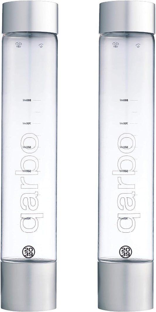 Twenty39 qarbo CLASSIC 1L Water Bottles for Sparkling Water Maker and Fruit Infuser - Set of 2 (Chrome)
