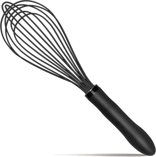 TEEVEA Silicone Whisk Stainless Steel Heat Resistant Non Scratch Kitchen Cooking Utensil for Blending Whisking Beating Frothing Stirring 11 Inch Black