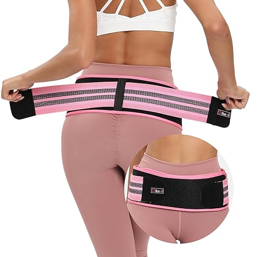 Sacroiliac SI Joint Hip Belt for Women Men-Alleviate Sciatica|Pelvic|Back|Lower Back Support, Pelvic Support Belt, Adjustable Sciatica Lumbar Pain Relief, Trochanter Belt(Pink,L,Hip Size 43‘’-56‘’)