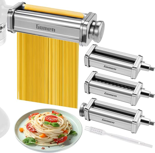 3 PCS Pasta Attachment for all KitchenAid Stand Mixer, Classic Pasta Maker Set Included Pasta Roller, Spaghetti Cutter and Fettuccine Cutter, Durable Pasta maker accessories