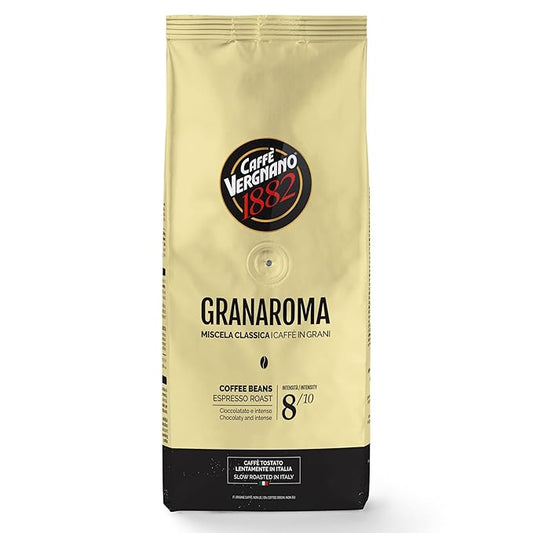 Caffe Vergnano Gran Aroma Whole Bean Coffee 2.2 lb Bag - Medium Roast Espresso Beans Whole, Cocoa Spice Dried Fruit Notes Italian Coffee - For Espresso Maker, Moka Pot, French Press, Coffee Maker