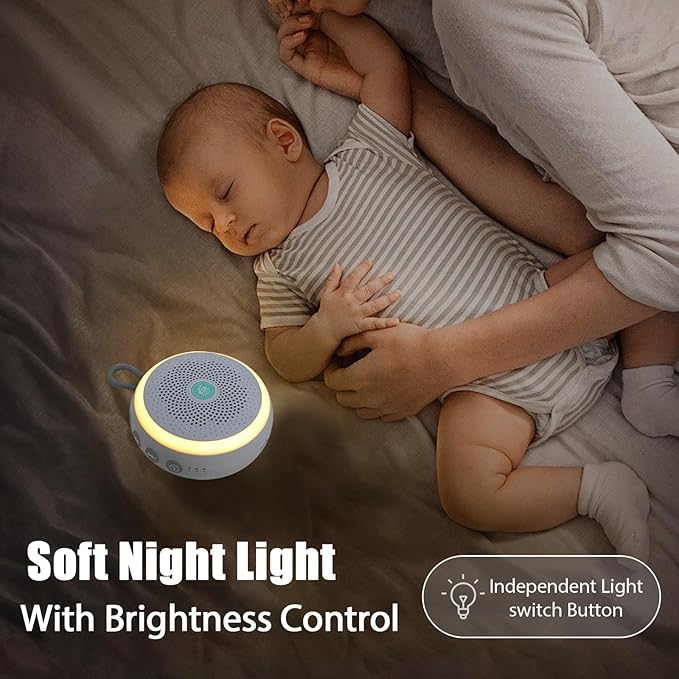 Mini White Noise Machine for Travel – 20 Calming Sounds, Rechargeable, Lightweight with Clip – Sleep Sound Machine for Adults, Kids & On-The-Go Use