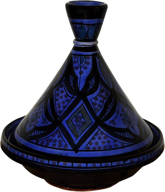 Moroccan Handmade Serving Tagine Exquisite Ceramic With Vivid colors Original 8 inches Across