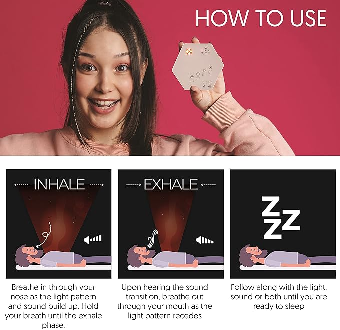 emagine A Breathsync Sleep Light and Sound Machine, Zero Blue Light, Wave Light Projector, Breathing Exercise Machine, Rhythmic Sound Machine, Sleep Aid