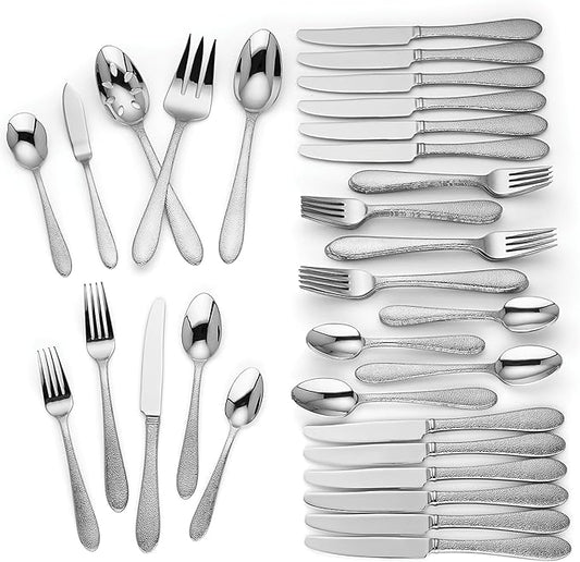 Lenox Haveson 65-Piece Flatware Set, 10.15 LB, Metallic