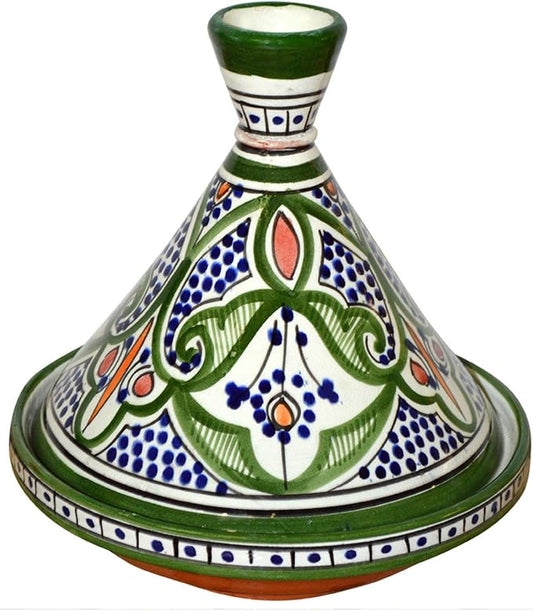 Moroccan Handmade Serving Tagine Exquisite Ceramic With Vivid colors Original 8 inches Across