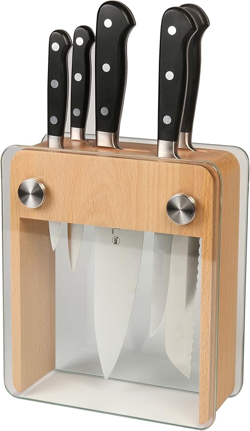Mercer Culinary - M23505 Renaissance Forged Knife Block Set, 6-Piece, Wood Block with Tempered Glass