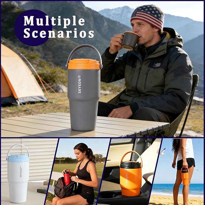 Portable Coffee Maker Mug for Travel,Mini Espresso Coffee Machine,20 oz Thermos Cup with Lid Fast Extraction Electric Filter Brewer,Insulated Stainless Steel Tumbler(White)