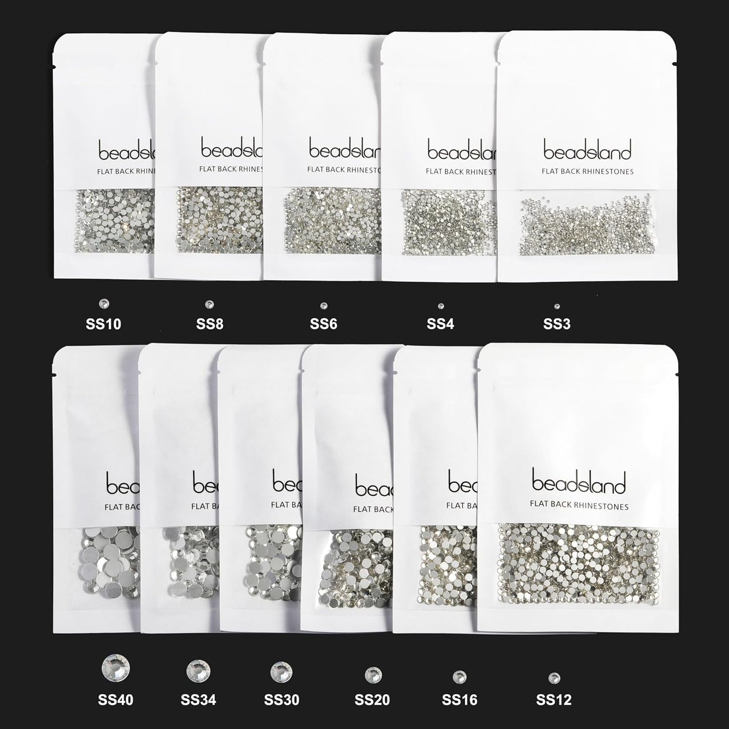 beadsland Flat Back Crystal Rhinestones Round Gems, Blue Zircon (4.6-4.8mm) SS20/1440pcs