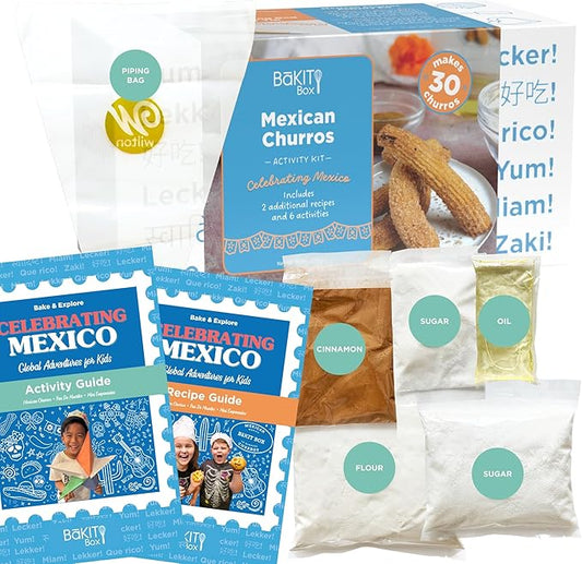 BāKIT Box Churros Baking Kit for Kids, Authentic Mexican Dessert with Printed Recipe & Activity Guide, Fun STEM Learning Gift for Ages 5–12, Homeschool & Family Cooking Set