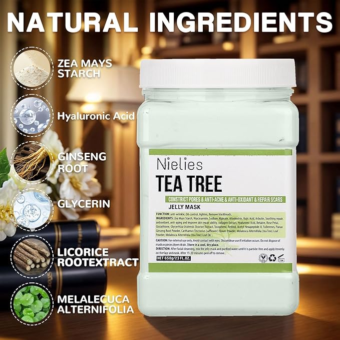 Jelly Mask, Facial Skin Care- Jelly Mask For Facials Professional, Face Mask For Instant Hydration, Vegan Peel Off Face Mask, For Cleaning, Smoothing (Tea Tree)